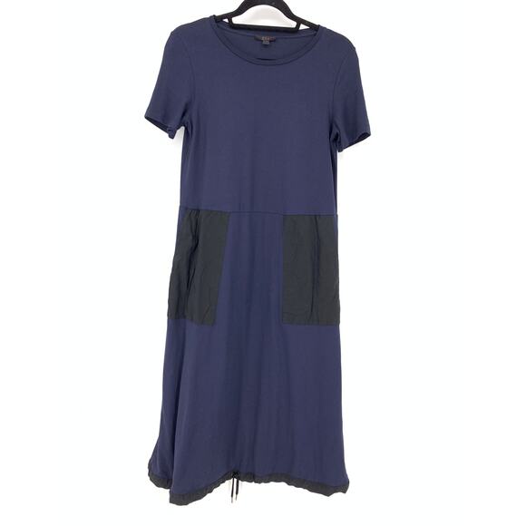 COS Womens Size US Size Small T-Shirt Dress Cinched Hem Pockets Blue Black - Picture 1 of 6